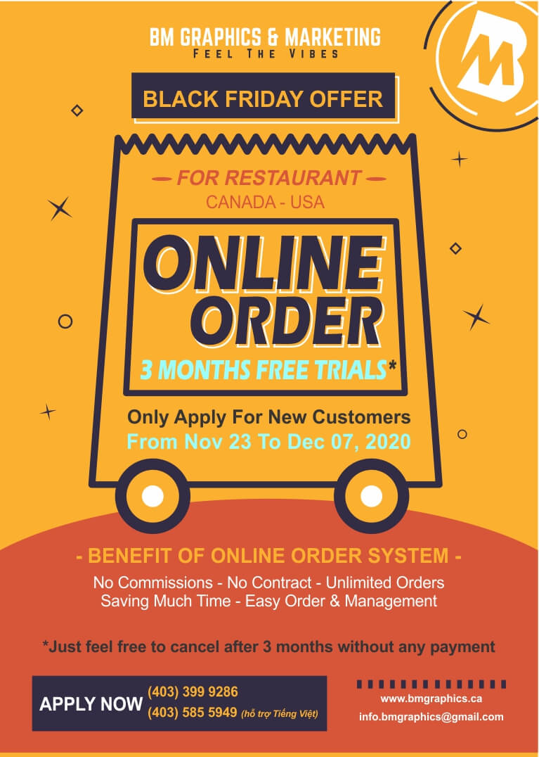 3 MONTHS FREE TRIALS – ORDER ONLINE SYSTEM